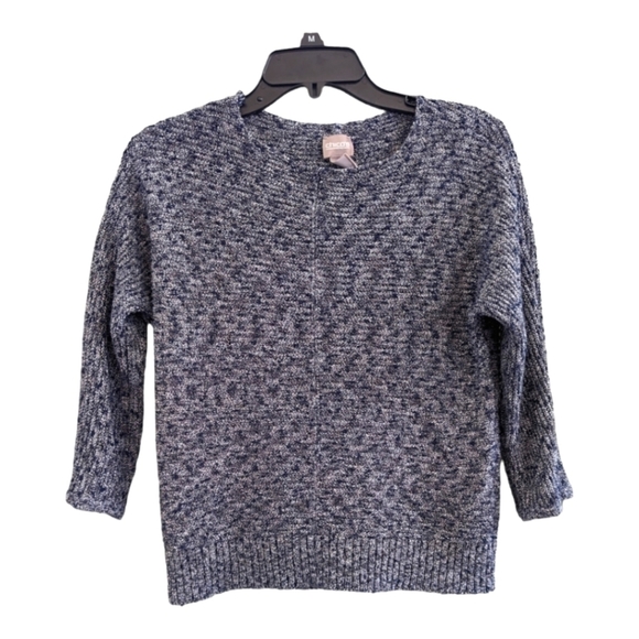 CHICOS Scoopneck Sweater Navy Gold White - Picture 1 of 4